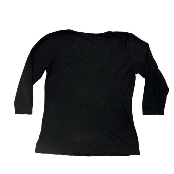 CUT LOOSE Linen Blend Gathered Neckline 3/4 Sleeve Top in Black Size Large Women - Picture 5 of 10